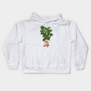 Cute Plant Illustration, Fiddle leaf Fig Illustration 2 Kids Hoodie